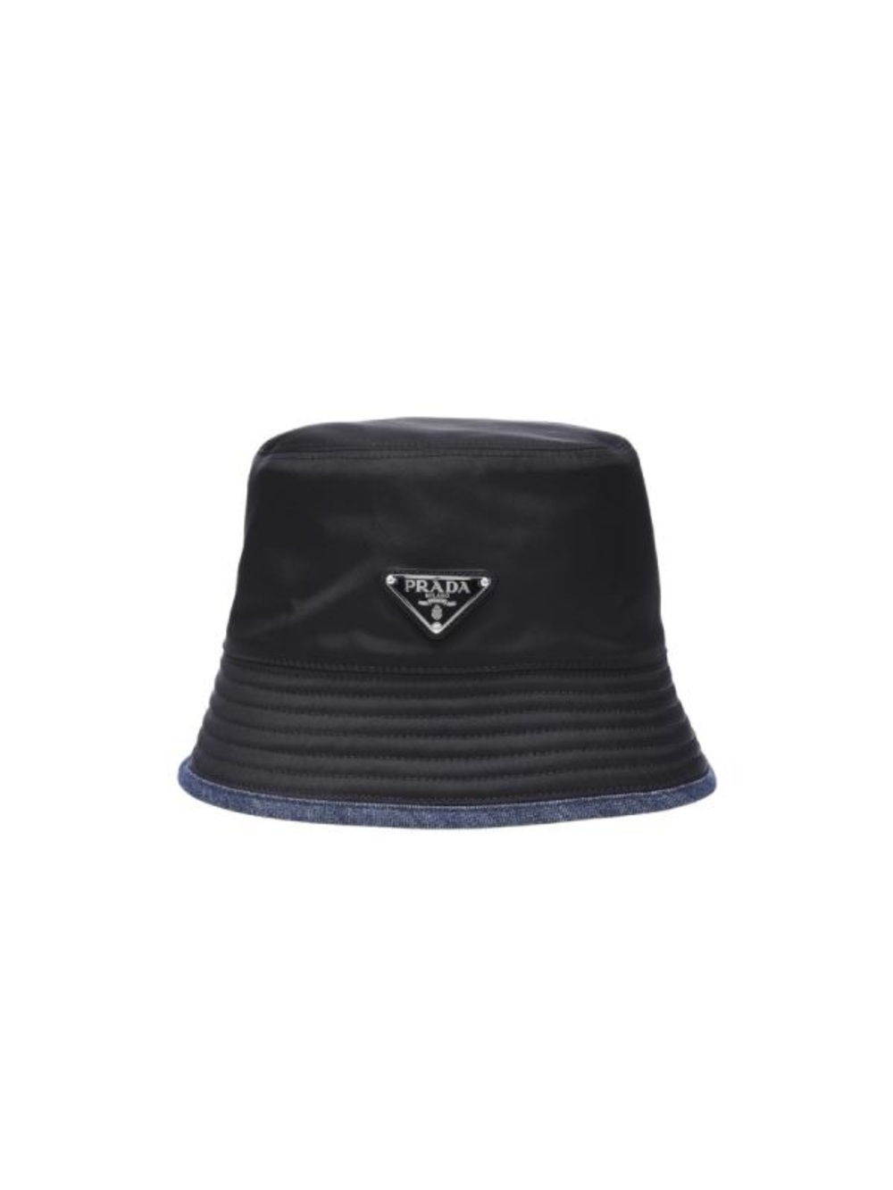 Prada Nylon Bucket Hat with Denim Trim